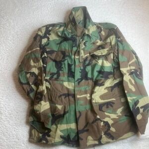 NWT cold weather men's military woodland camo jacket full zip outdoors L